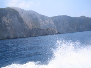 Cruising the western coastline of Zakynthos